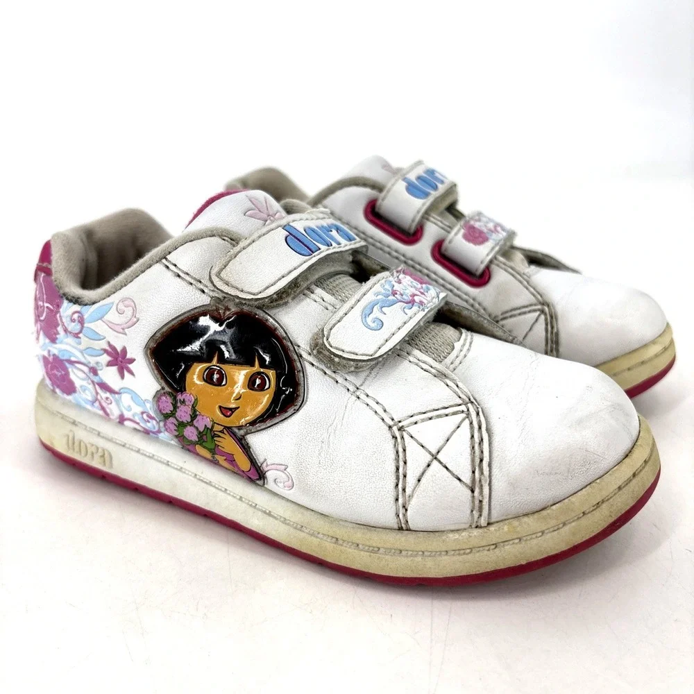 Y2K 2008 Nickelodeon Jr Dora The Explorer White Pink Tennis Shoes Size 11 Girls‎